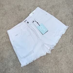 Insane Gene High-Rise White Distressed Denim Shorts Sz L - NWT